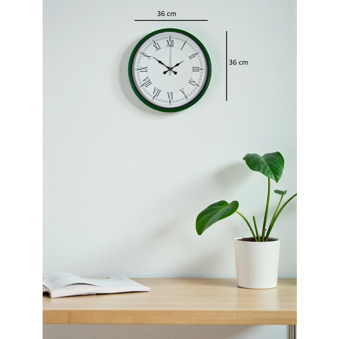 36 Cm Yeşil Roma Rakamlı Duvar Saati