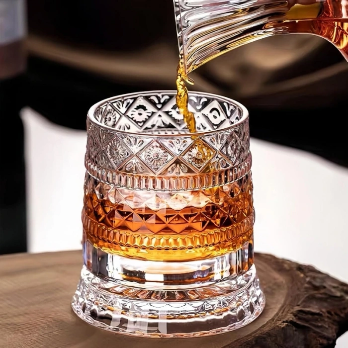 360 Derece Dönen Bardak - 280 ml - Kristal Cam