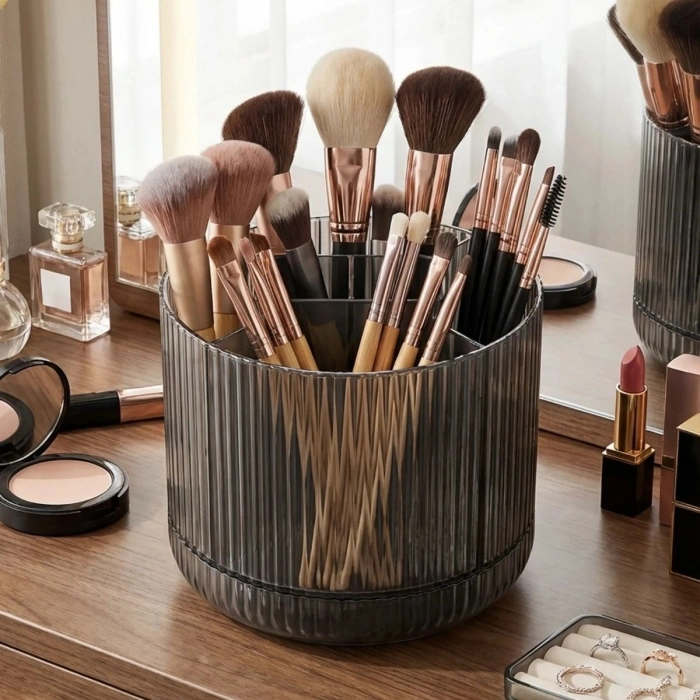 360° Dönebilen Plastik Organizer – Çok Amaçlı Mutfak, Banyo ve Makyaj Malzemesi Düzenleyici, Döner Masaüstü Stand (5365)