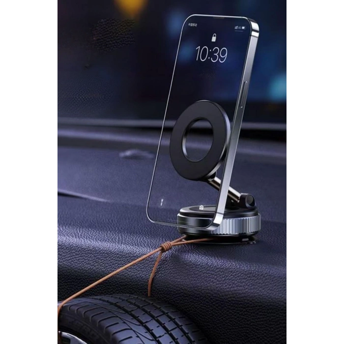 360° Döner Başlıklı Vakumlu Emişli Manyetik Telefon Tutucu – Güçlü Mıknatıslı, İz Bırakmaz