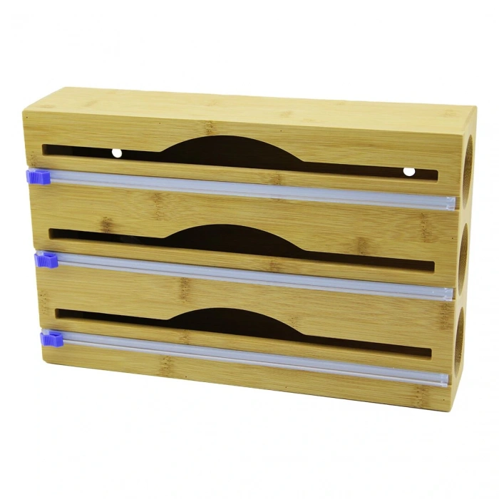 3IN1  AHŞAP BAMBU STREÇLİK FOLYOLUK  KESİCİ BIÇAK KANALLI   22X34CM (5365)