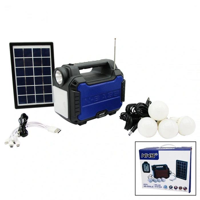 3IN1 - SOLAR 2İN1 SABİT EL FENERİ - RADYO - MP3 BLUETOOTH - USB/ TF PORT - 4 PARÇA  AMPUL KABLOLU - POWERBANK (5365)