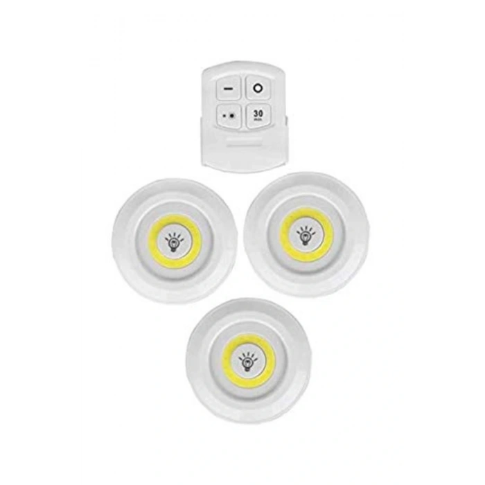 3-piece Remote Controlled Adhesive Wireless Led Spot Lights (5365)