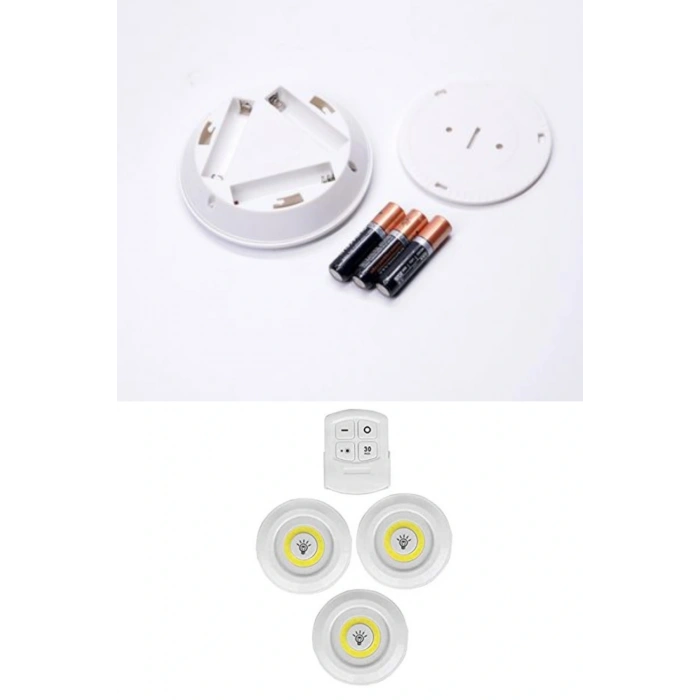 3-piece Remote Controlled Adhesive Wireless Led Spot Lights (5365)
