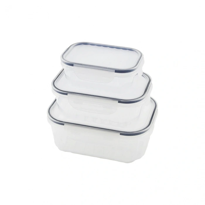 3PCS LEAKPROOF STORAGE CONTAINER SET TRANSPARENT LID - FOGGY-CONTAINED LID  500-1000-1700ML (5365)