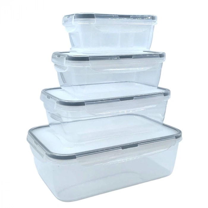4'lü İç İçe Sızdırmaz Contalı Kilitli Kapaklı Plastik Erzak Saklama Kapları LC315 (5365)