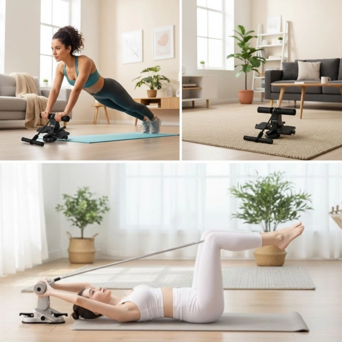 4 Direnç Bantlı Mekik Çekme Spor Aleti – Karın, Kol ve Tüm Vücut İçin Evde Egzersiz Aleti (5365)