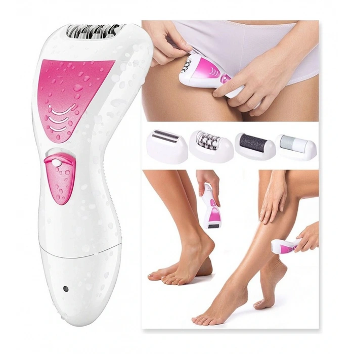 4 İn 1 Su Geçirmez Epilasyon Aleti Epilatör Cihazı Tüy Alma Makinesi Topuk Törpüsü (5365)