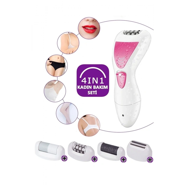 4 In 1 Su Geçirmez Epilasyon Aleti Epilatör Cihazı Tüy Alma Makinesi Topuk Törpüsü (5365)