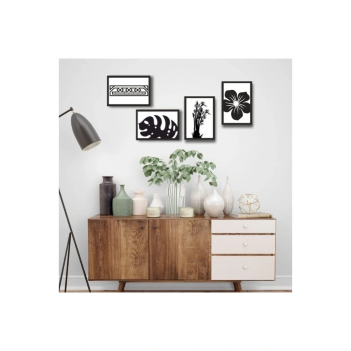 4 Parça Çerçeve Görünümlü Ahşap Tablo