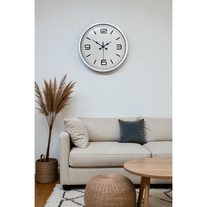 40 cm Beyaz Metal Modern Duvar Saati