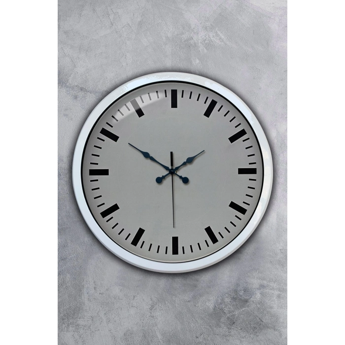 40 cm Beyaz Metal Sade Duvar Saati