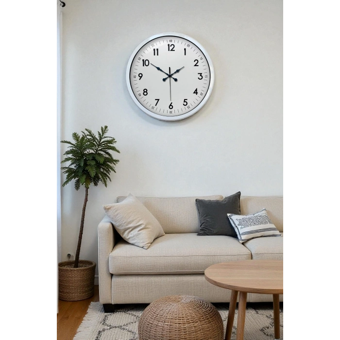 40 cm Beyaz Metal Standart Duvar Saati