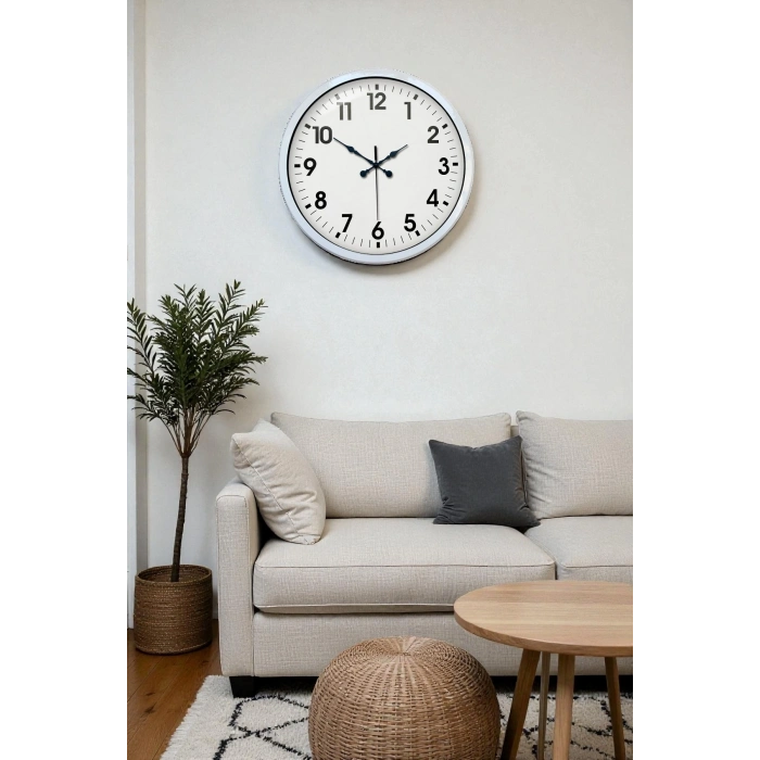 40 cm Beyaz Metal Standart Duvar Saati