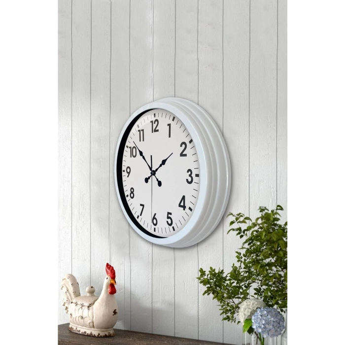 40 cm Beyaz Metal Standart Duvar Saati