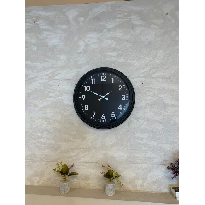 40 cm Siyah Metal Siyah Kadran Duvar Saati