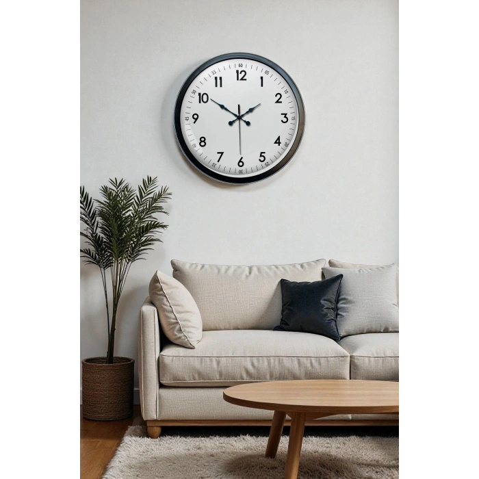 40 cm Siyah Metal Standart Duvar Saati