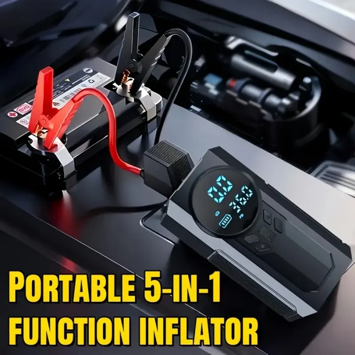 4’ü 1 Arada Lastik Şişirici – Akü Takviyesi – Powerbank – Led Işık (5365)