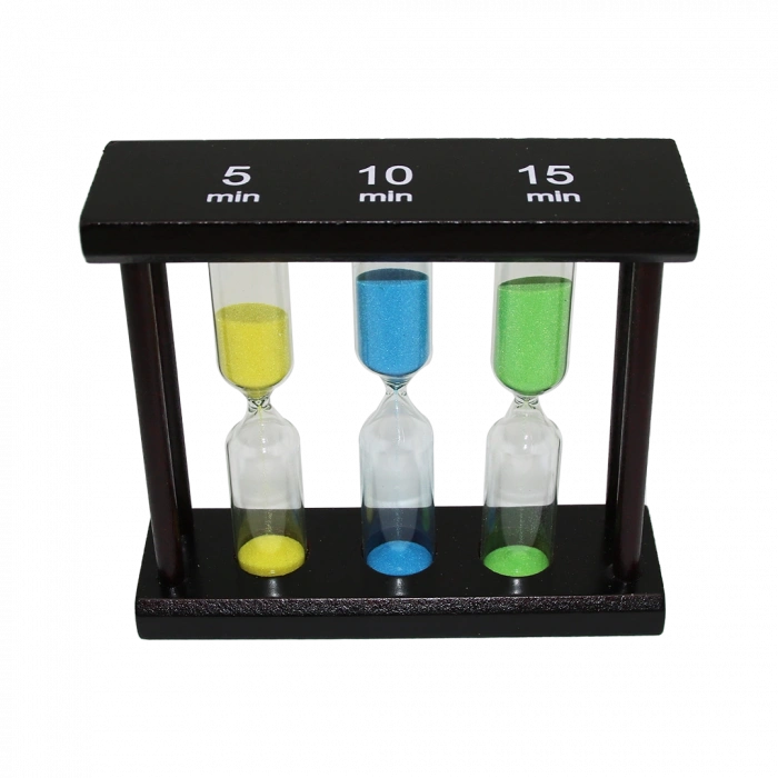 5-10-15 DK 3LÜ CAM KUM SAATİ AHŞAP STANDLI (5365)