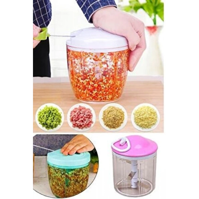 5 Bıçaklı Ipli El Rondosu Pratik Sebze Doğrayıcı (5365)