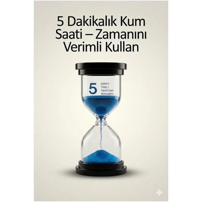 5 Dakikalık Kum Saati Zamanlayıcı – MAVİ Dekoratif Masa Saati 4 Renk Seçeneği