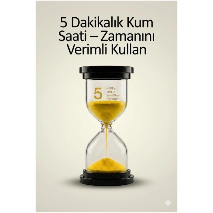 5 Dakikalık Kum Saati Zamanlayıcı – SARI Dekoratif Masa Saati 4 Renk Seçeneği