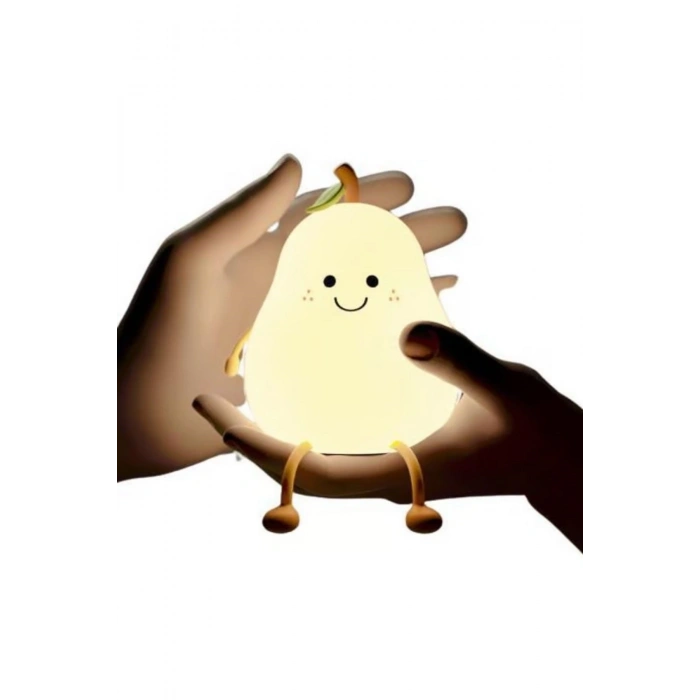 5 Farklı Renk Modlu Armut Figürlü Pofuduk LED Gece Lambası–Yumuşak Dokulu Çocuk Odası ve Dekoratif Şarjlı Ortam Işığı