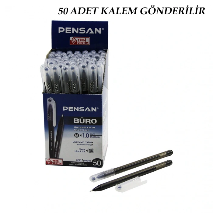 50 ADET PENSAN BÜRO SİYAH TÜKENMEZ KALEM M-MEDİUM - 1.0MM UÇ (5365)
