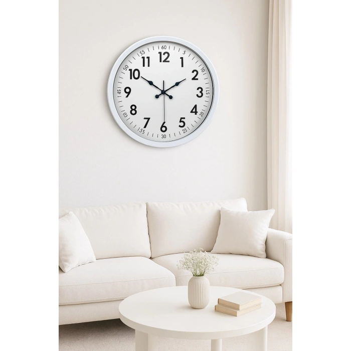 52 cm Beyaz Metal Dekoratif Duvar Saati