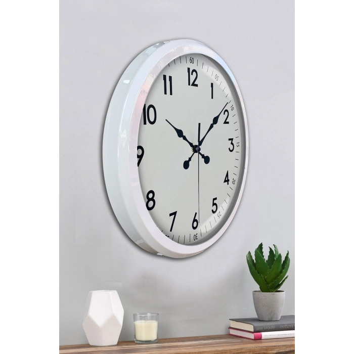 52 cm Beyaz Metal Dekoratif Duvar Saati
