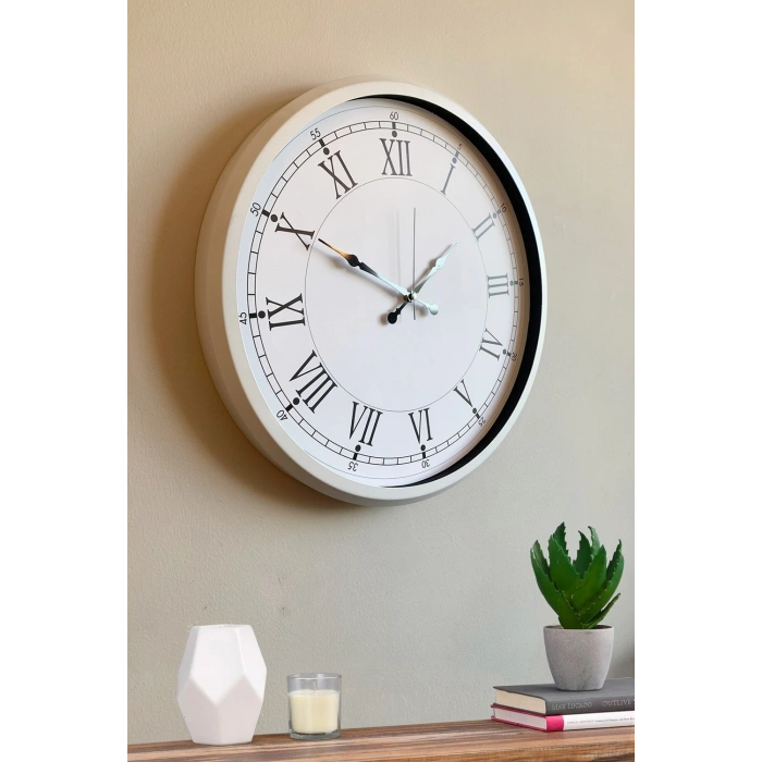 52 cm Beyaz Metal Roma Rakamlı Duvar Saati