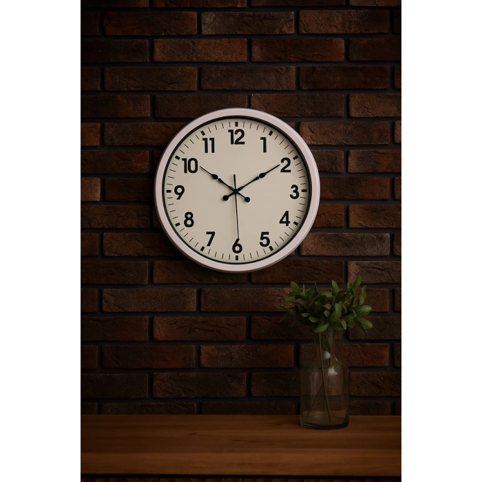 52 cm Beyaz Metal Standart Duvar Saati