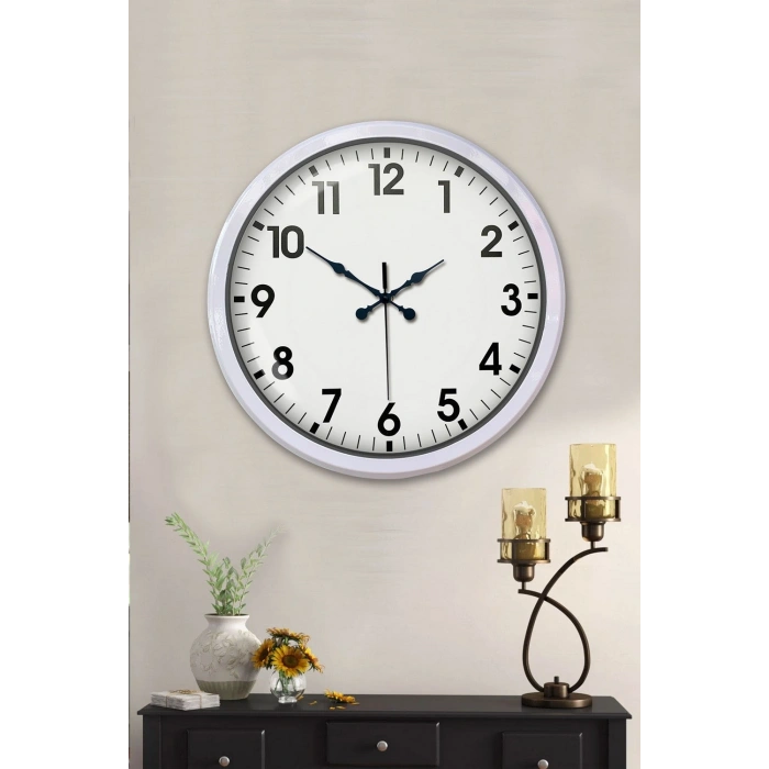 52 cm Beyaz Metal Standart Duvar Saati