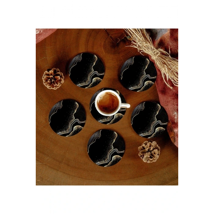 6 Adet Desenli Mdf Bardak Altlığı