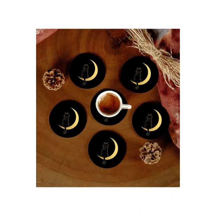 6 Adet Desenli Mdf Bardak Altlığı