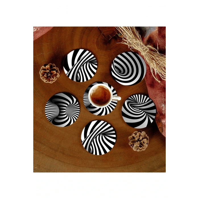 6 Adet Desenli Mdf Bardak Altlığı