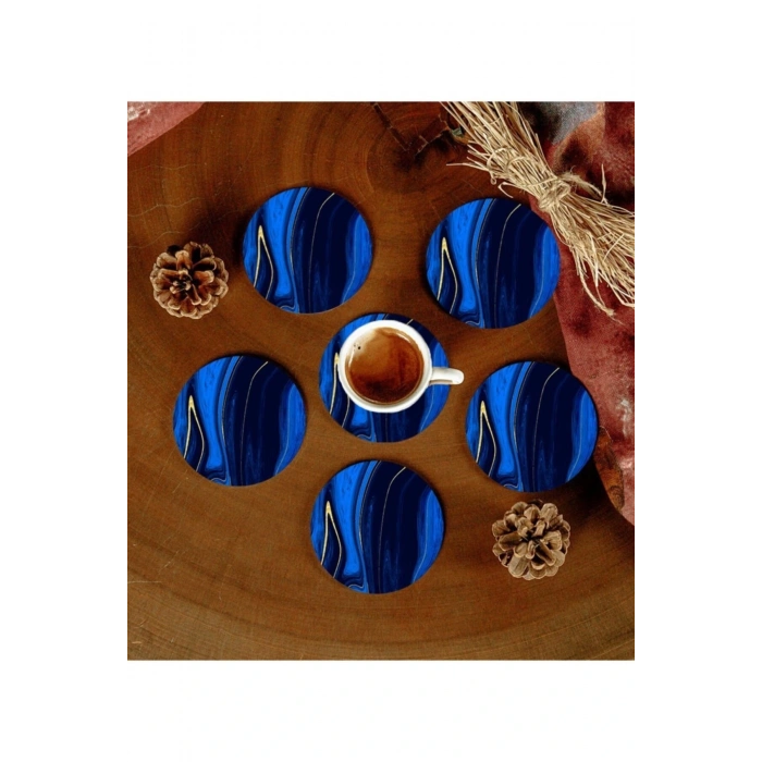 6 Adet Desenli Mdf Bardak Altlığı