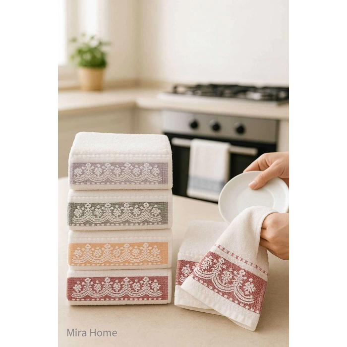 6 lı %100 Pamuklu Mutfak Havlusu Seti 30x50 Cm  Zarafet