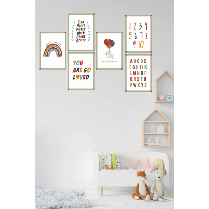 6lı Çerçeve Görünümlü Çocuk Odası Fil Model Mdf Tablo 20 x 15