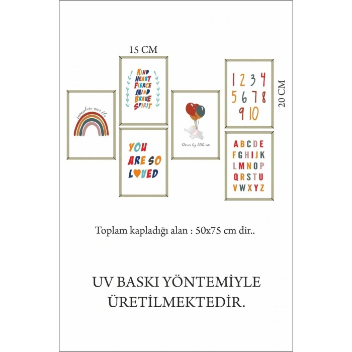 6lı Çerçeve Görünümlü Çocuk Odası Fil Model Mdf Tablo 20 x 15