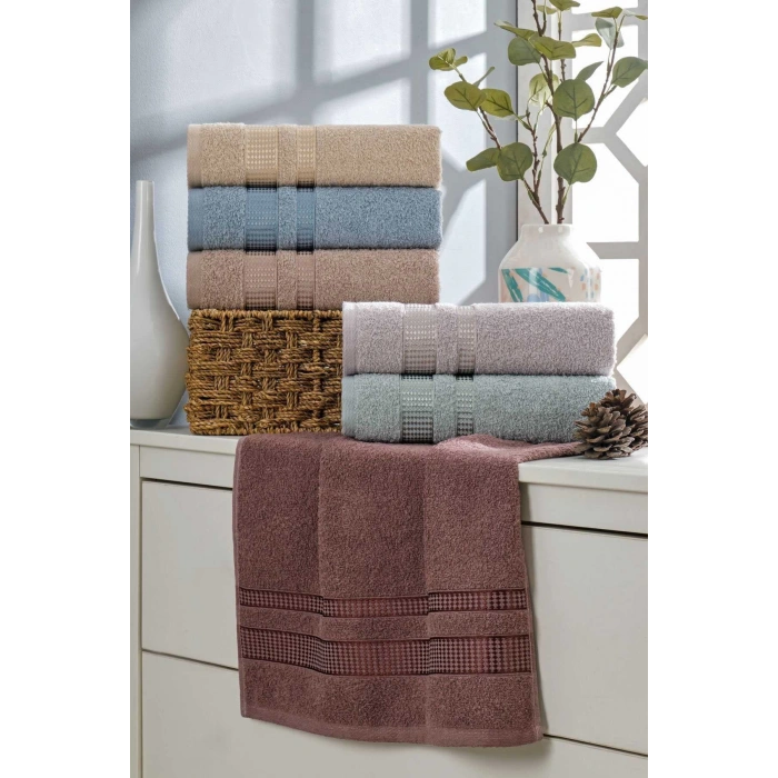 6 lI El Yüz Havlu Seti %100 Pamuklu Star 50x85 Cm