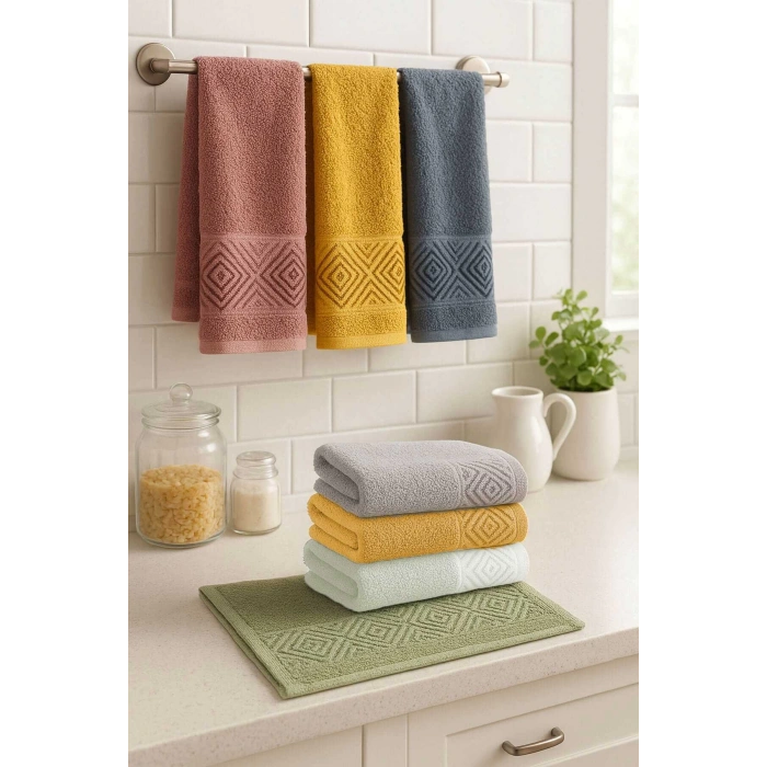 6 Parça Mutfak Havlusu Seti %100 Pamuklu Baklava