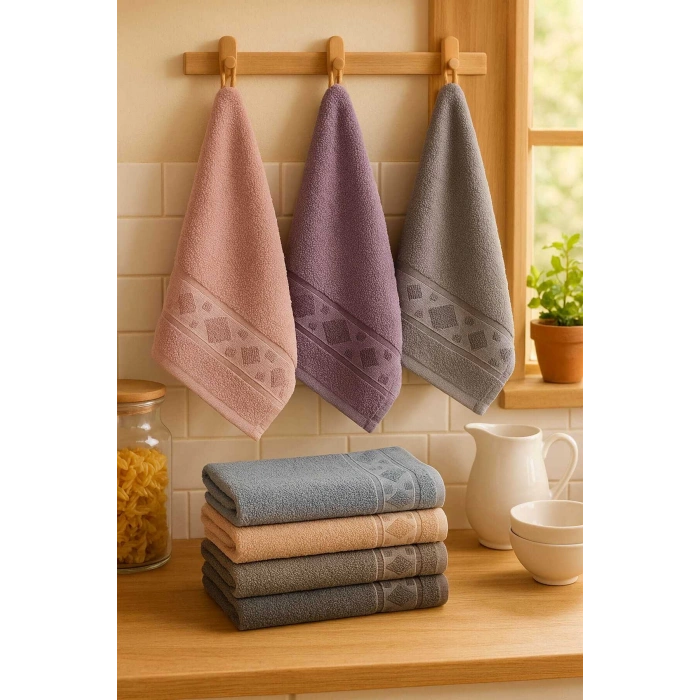 6 Parça Mutfak Havlusu Seti %100 Pamuklu Carla