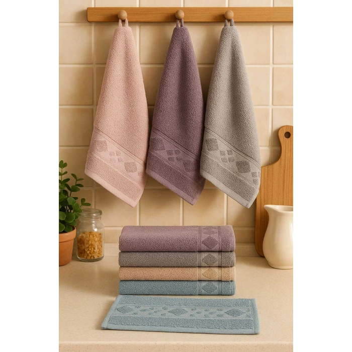 6 Parça Mutfak Havlusu Seti %100 Pamuklu Carla