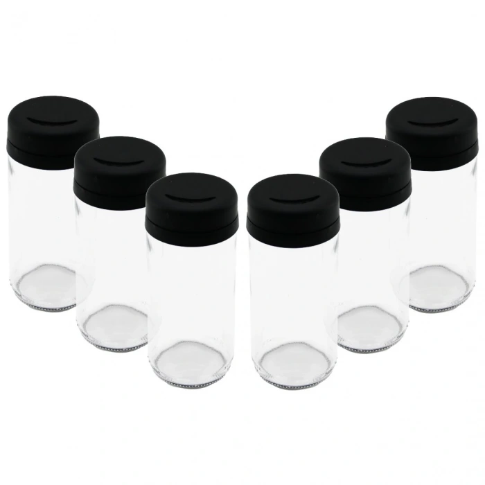 6 PCS CAM - 225ML BAHARATLIK - TUZLUK PLASTİK KAPAK (5365)