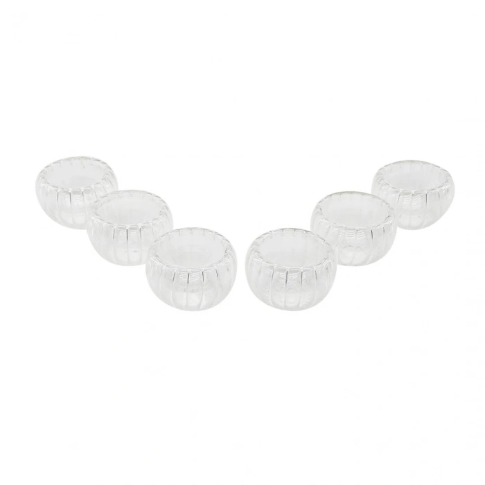 6 PCS   ÇİZGİLİ CAM  ÇİFT CİDARLI LOKUMLUK - SOSLUK  50 ML (5365)