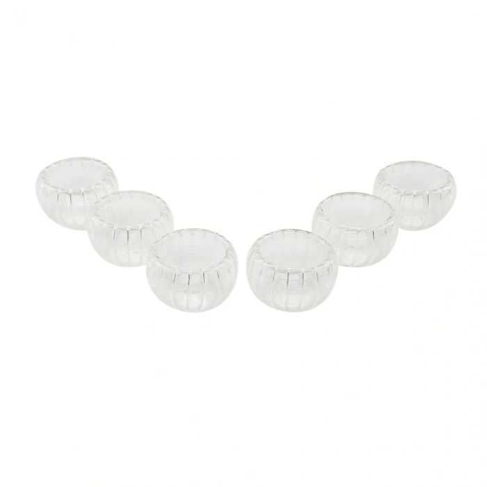 6 PCS   ÇİZGİLİ CAM  ÇİFT CİDARLI LOKUMLUK - SOSLUK  50 ML (5365)