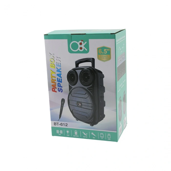 6.5 İNÇ BLUETOOTH WİRELESS MİKROFONLU HOPARLÖR - SPEAKER USB SARJLI AUX - TF - USB  BT-612 (5365)