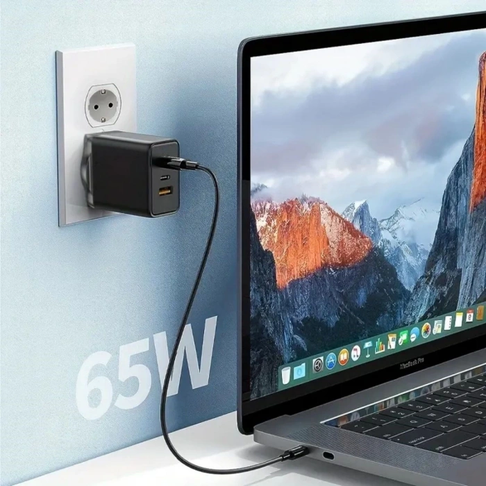 65W Hızlı Şarj Edebilen TYPE C uçlu Şarj Aleti (5365)
