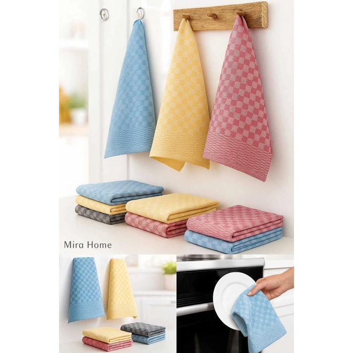 6lı Mutfak Kurulama Bezi 45x65 cm Pötikare Desen